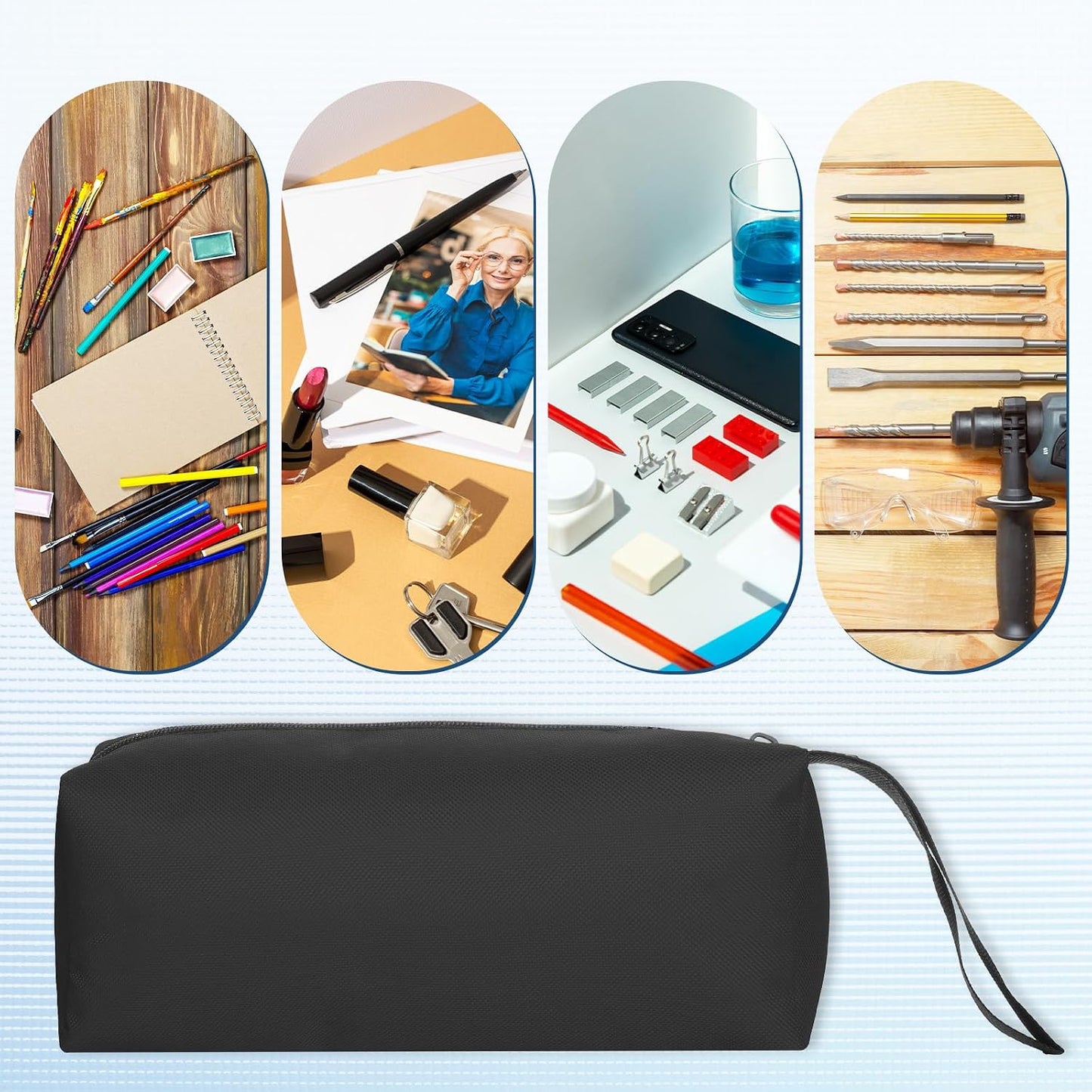 Small Tool Bags Zippered Tool Pouch Canvas Screwdriver Pouch Black Canvas Utility Screw Pouches for Small Tools Screws Screwdrivers Pliers Storage Organizer
