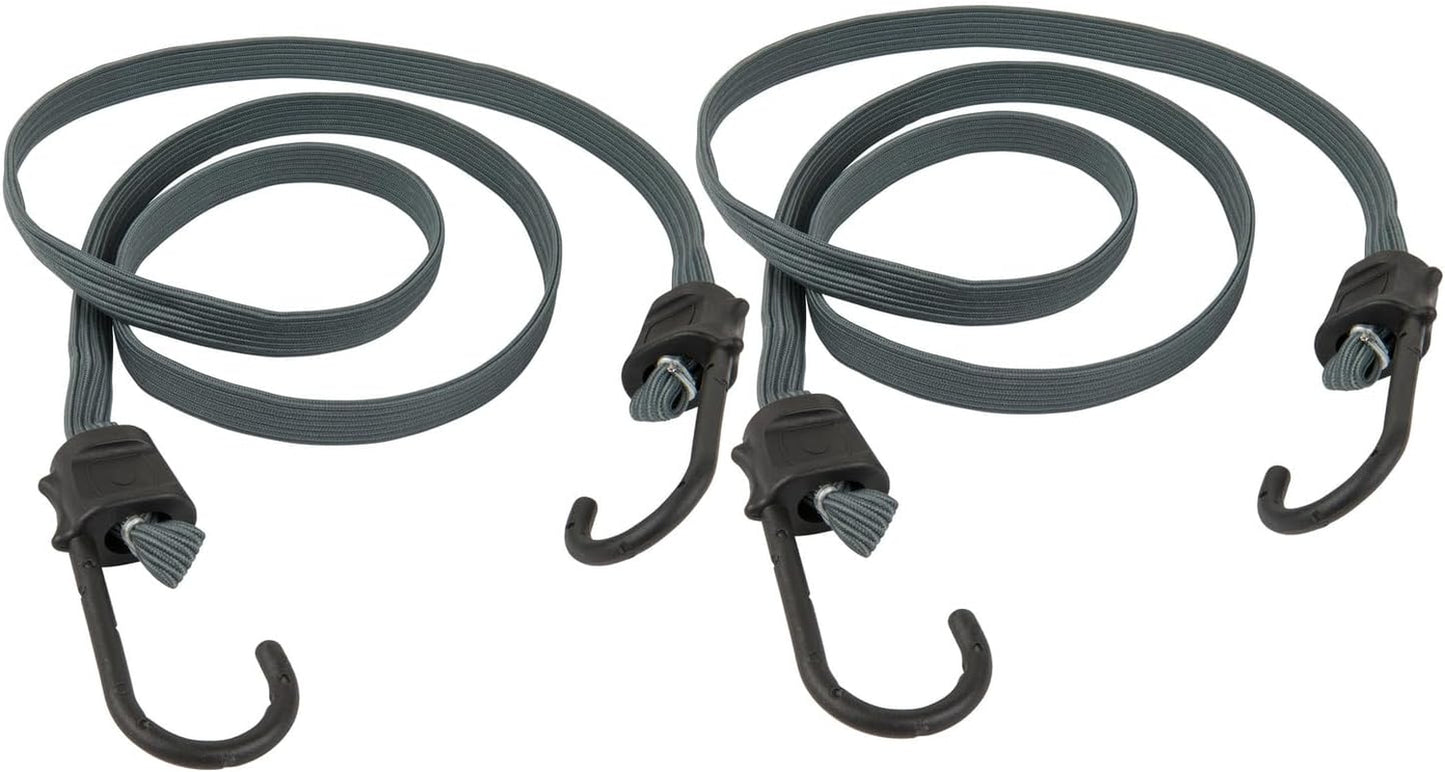 - 48” Flat Narrow Bungee Cord, 2 Pack - UV and Weather-Resistant