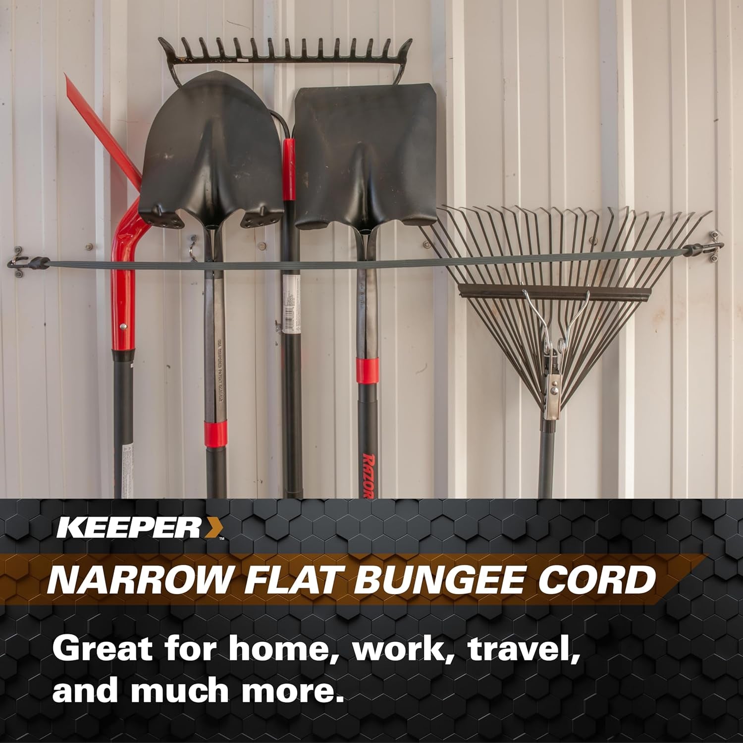 - 48” Flat Narrow Bungee Cord, 2 Pack - UV and Weather-Resistant