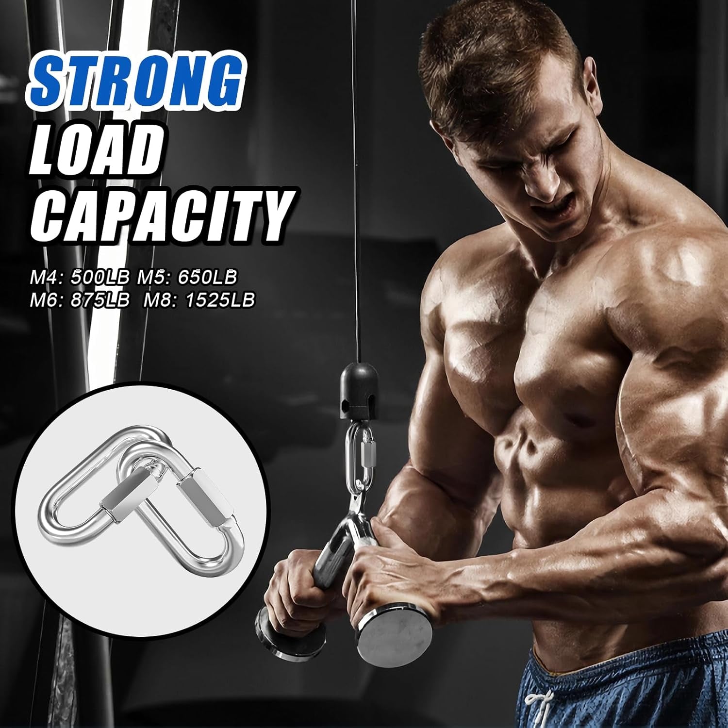 Quick Link Chain Connector, 304 Stainless Steel 15PCS M5 3/16 Screw Carabiner, Small Locking Carabiner Clips Heavy Duty Chain Hooks for Connecting Hammock, Swing, Shade Sail-Capacity 650LB