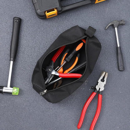 Small Tool Bags Zippered Tool Pouch Canvas Screwdriver Pouch Black Canvas Utility Screw Pouches for Small Tools Screws Screwdrivers Pliers Storage Organizer
