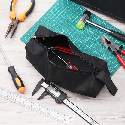Small Tool Bags Zippered Tool Pouch Canvas Screwdriver Pouch Black Canvas Utility Screw Pouches for Small Tools Screws Screwdrivers Pliers Storage Organizer
