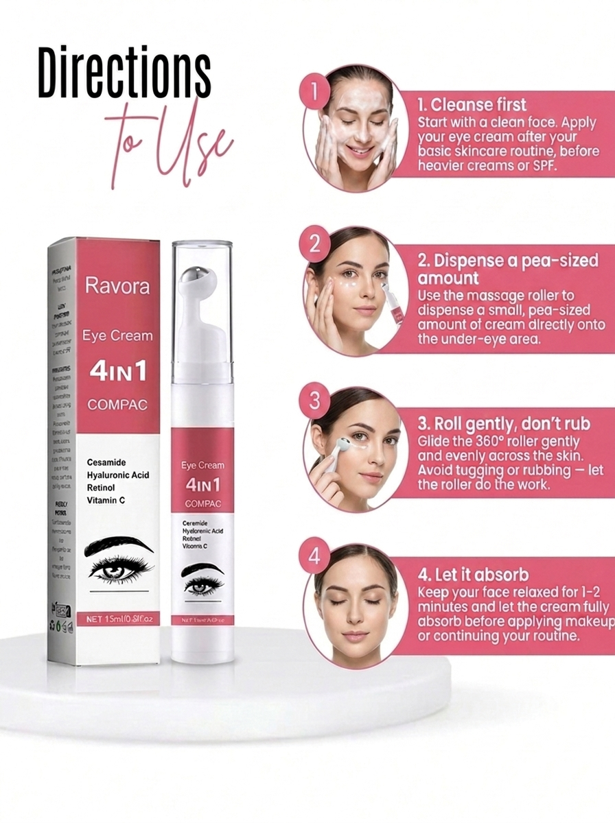 Ravora™ –  Instant Lift Eye Cream – Hyaluronic Acid & Ceramide for Dark Circles & Wrinkles